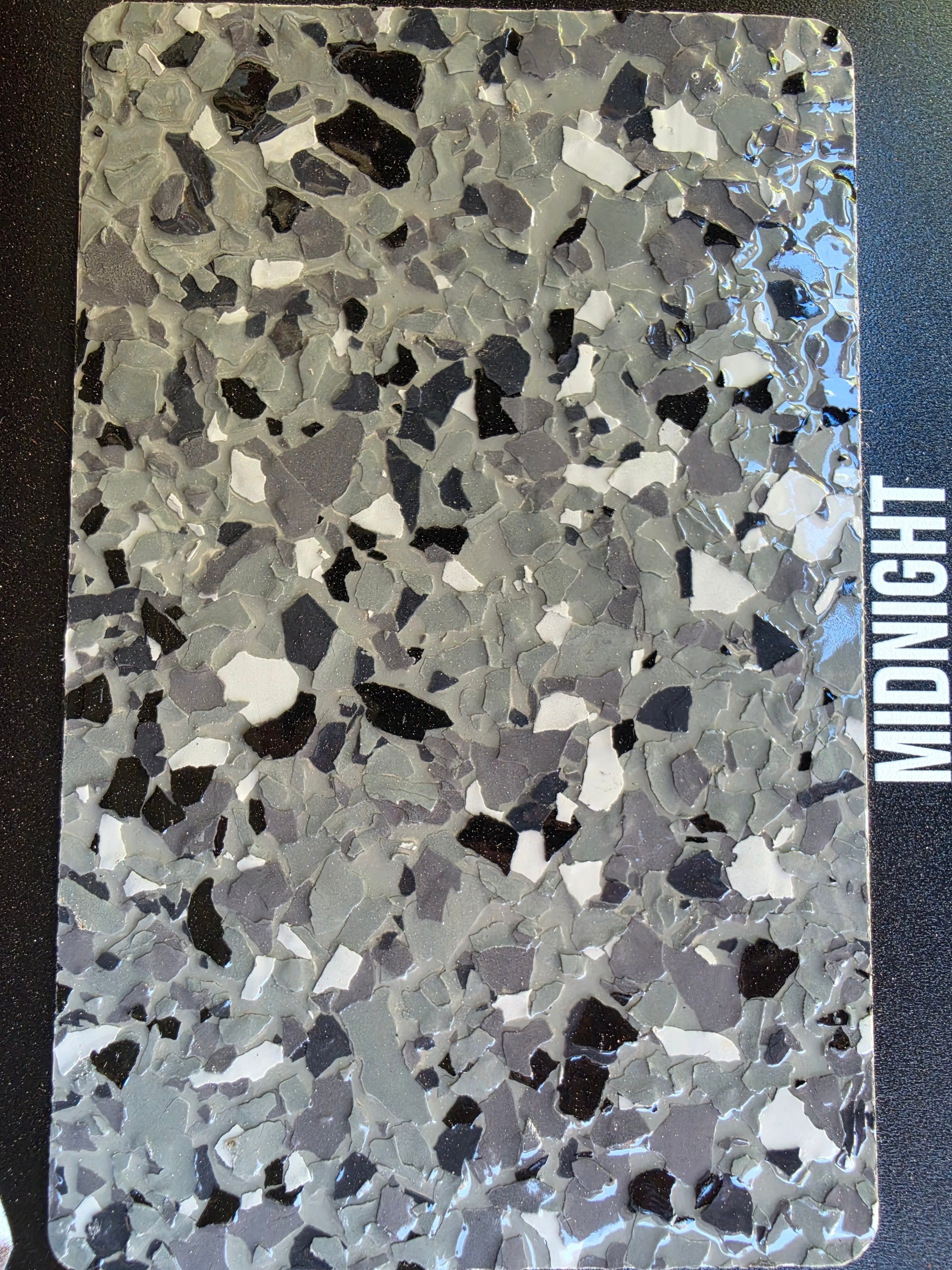 Midnight epoxy flake color sample
